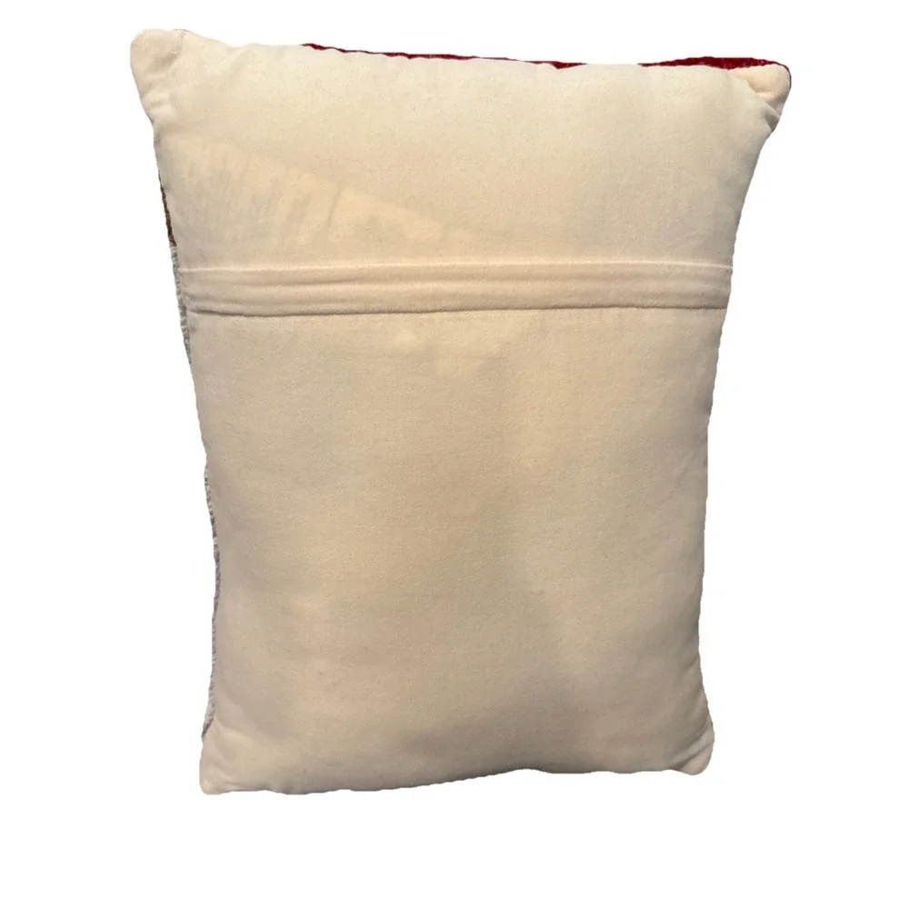 Grandin Road Zebra Winter Wonderland Hooked Wool Pillow Holiday Accent 14x18